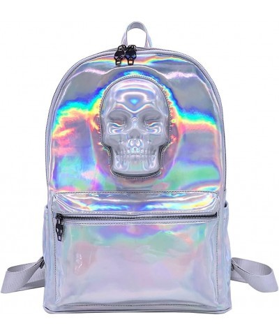 Skull Backpack PU Leather Backpack Top Handbag & Shoulder Strap Adjustable-White White $28.04 Backpacks