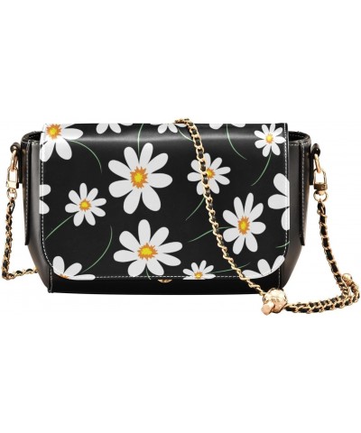 Daisy Black Floral Crossbody Bags for Women Retro Cross Body Purse Small PU Leather Shoulder Handbags with Chain Strap $18.54...