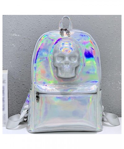 Skull Backpack PU Leather Backpack Top Handbag & Shoulder Strap Adjustable-White White $28.04 Backpacks