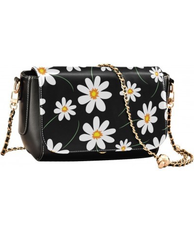 Daisy Black Floral Crossbody Bags for Women Retro Cross Body Purse Small PU Leather Shoulder Handbags with Chain Strap $18.54...