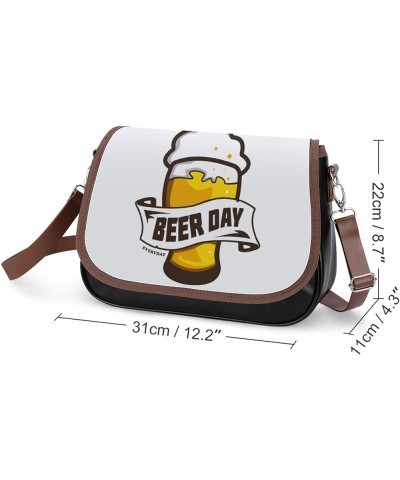 Printed Shoulder Crossbody Bag Leather Hobo Bags Medium Ladies Top Handles Satchels Beer Day Color7 $20.50 Hobo Bags