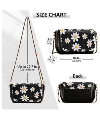 Daisy Black Floral Crossbody Bags for Women Retro Cross Body Purse Small PU Leather Shoulder Handbags with Chain Strap $18.54...