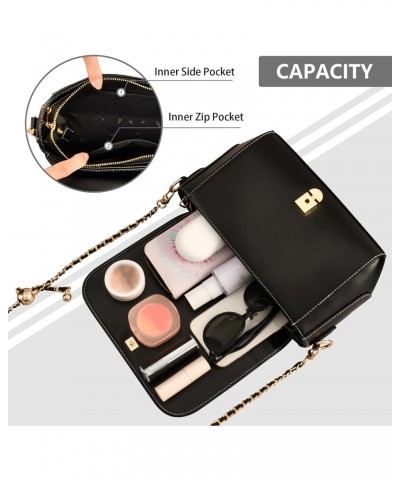 Daisy Black Floral Crossbody Bags for Women Retro Cross Body Purse Small PU Leather Shoulder Handbags with Chain Strap $18.54...