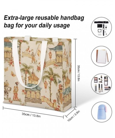 Vintage Chinoiserie Chinese Style CanvasTote Bag for Women Girl Canvas Shoulder Handbags Cute Large Purse $13.77 Totes