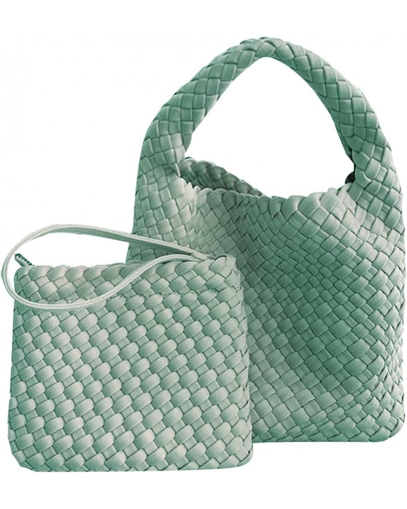 Fashion Tote Satchel Ladies Woven Hobo Handbags Adjustable Shoulder Bucket Bag Top-handle with Purse for Women Tender Green $...