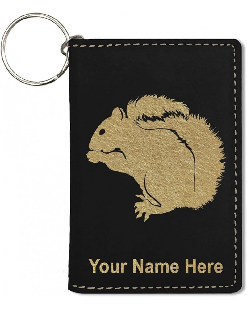 ID Holder Wallet, Squirrel, Personalized Engraving Included (Teal) Black with Gold $12.60 Wallets