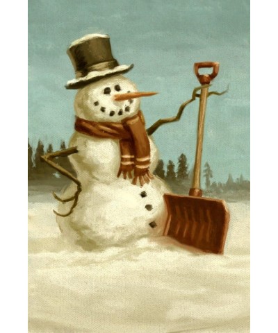 Snowman, Christmas Oil Painting (16x24 Giclee Gallery Art Print, Vivid Textured Wall Decor) $18.54 Totes