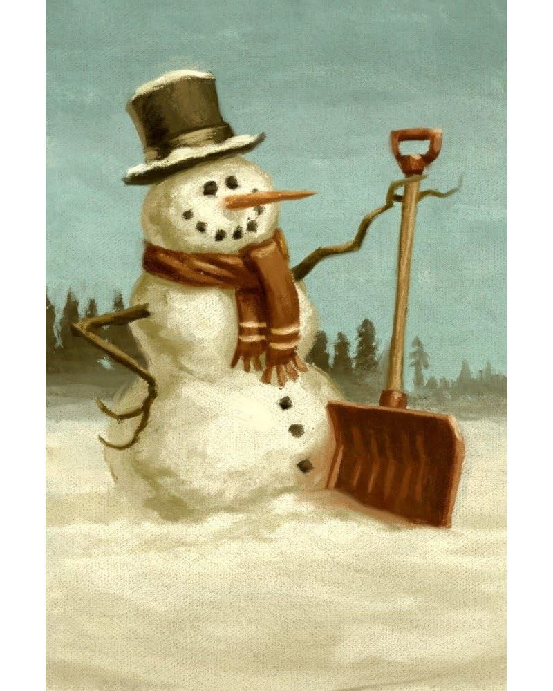 Snowman, Christmas Oil Painting (16x24 Giclee Gallery Art Print, Vivid Textured Wall Decor) $18.54 Totes