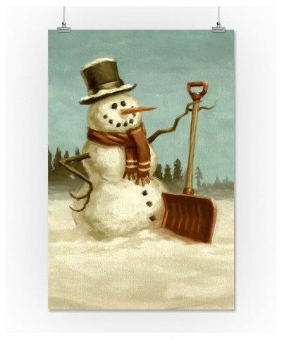 Snowman, Christmas Oil Painting (16x24 Giclee Gallery Art Print, Vivid Textured Wall Decor) $18.54 Totes