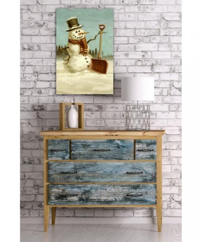 Snowman, Christmas Oil Painting (16x24 Giclee Gallery Art Print, Vivid Textured Wall Decor) $18.54 Totes