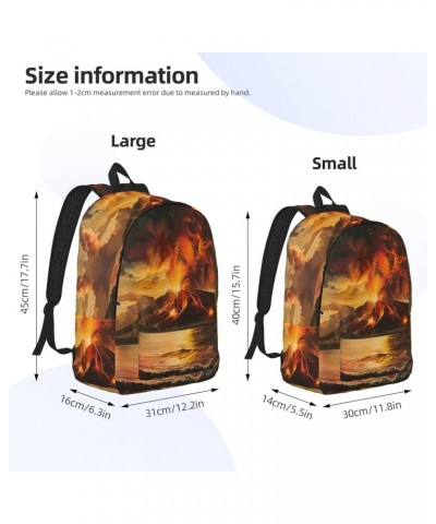 Volcano Print Unisex Canvas Bag Canvas Shoulder Pouch Pack Lightweight Backpack For Woman Lady Black Small $22.43 Backpacks