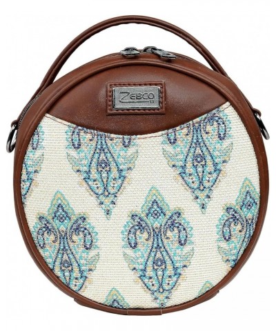 Round Sling Bag | Women Handbag | Ladies Handpurse Blue Ajrakh $35.70 Handbags