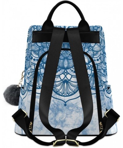 Bohemian Flower Blue Mandala Backpack Purse for Women Travel Bag Anti Theft Back Pack Fashion Shoulder Bag with Adjustable St...