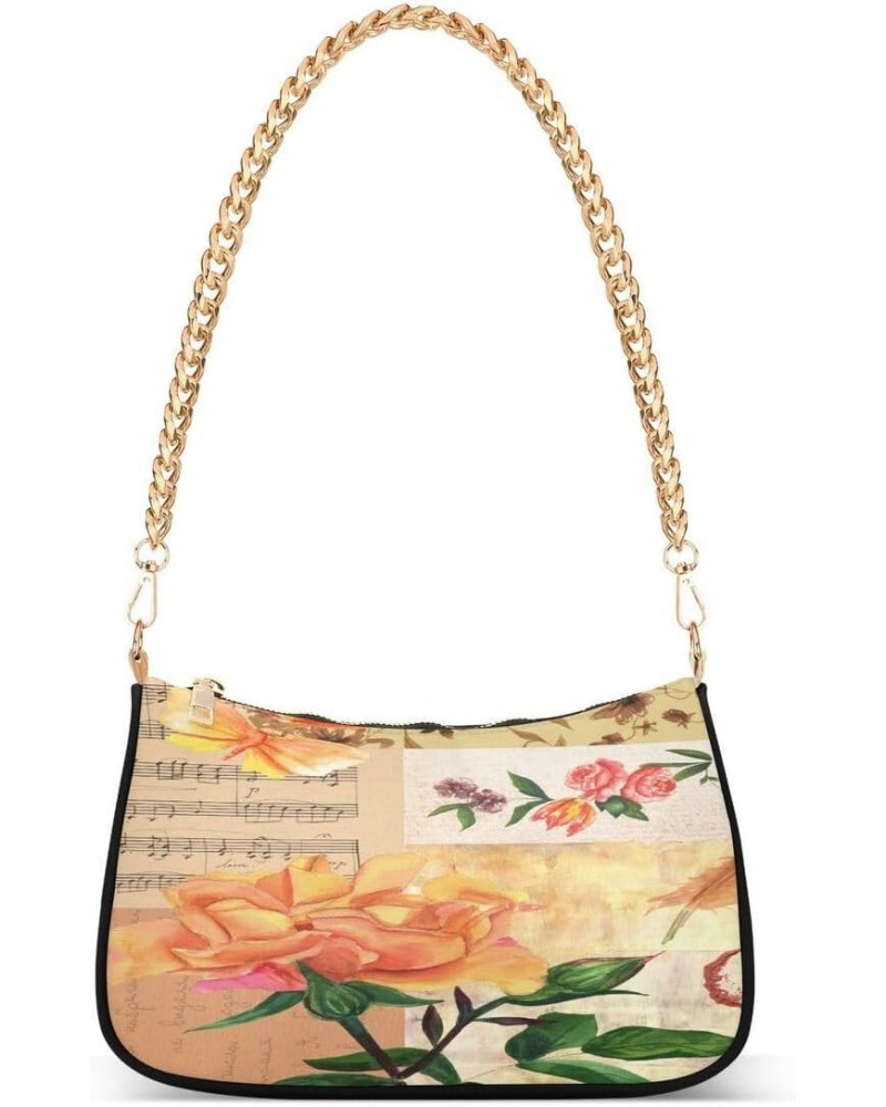 Vintage Roses Butterflies Music Women's Handbags Tote Crossbody Bag Purse Ladies Shoulder Bag Hobo Handbag $13.50 Totes