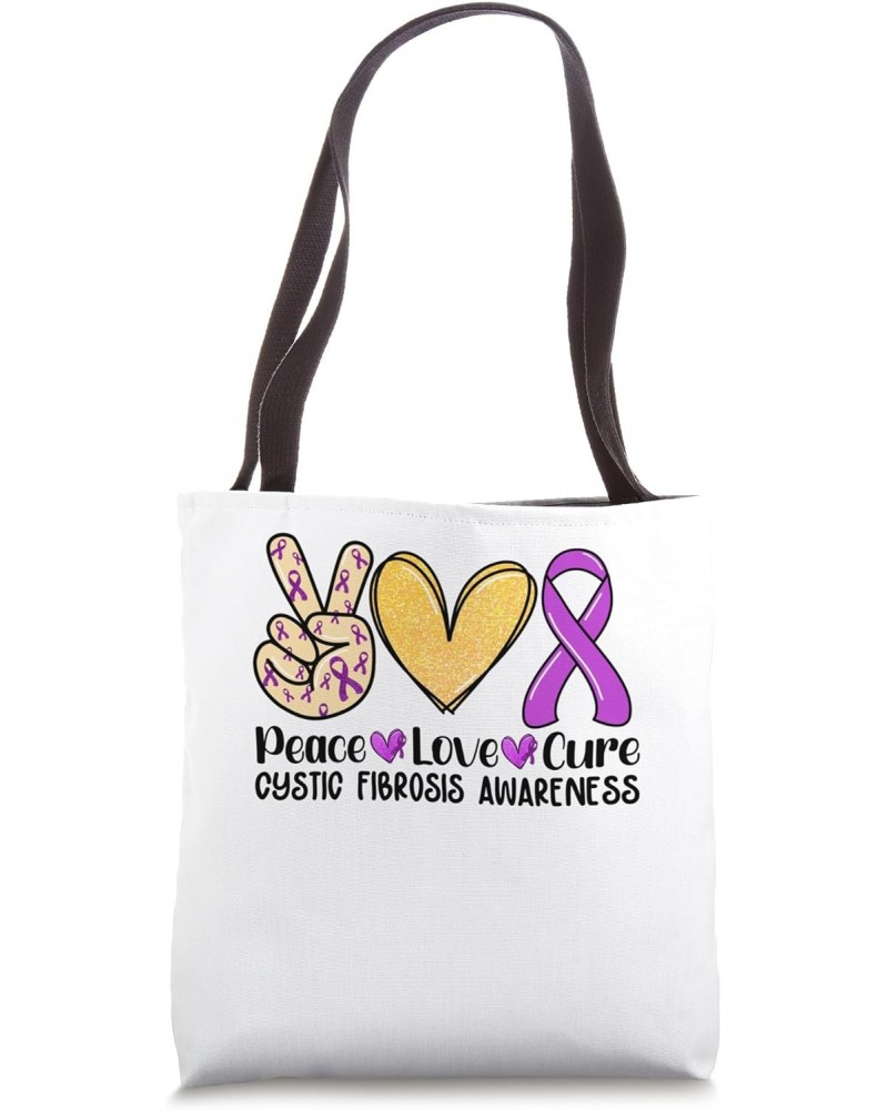 Peace Love Cure Ribbon Cystic Fibrosis Awareness Tote Bag $10.56 Totes