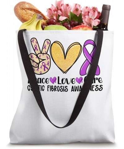 Peace Love Cure Ribbon Cystic Fibrosis Awareness Tote Bag $10.56 Totes