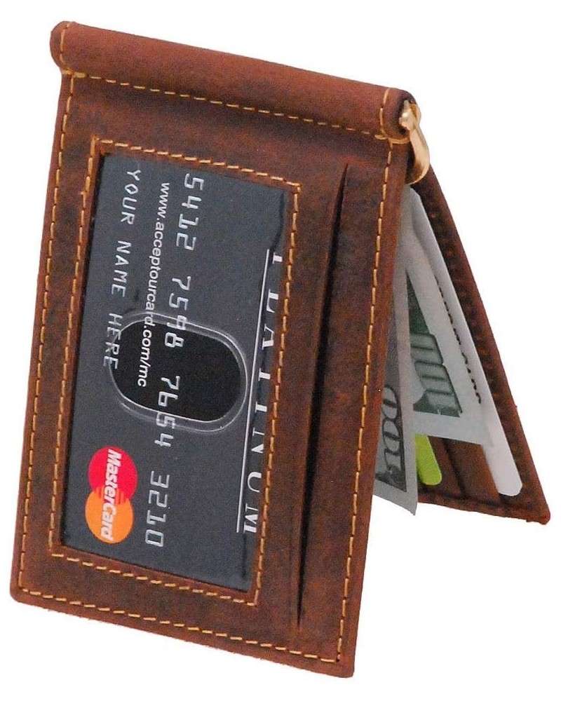 Jamin' Leather® - Vintage Brown Leather Money Clip Wallet W513171NID $13.53 Wallets