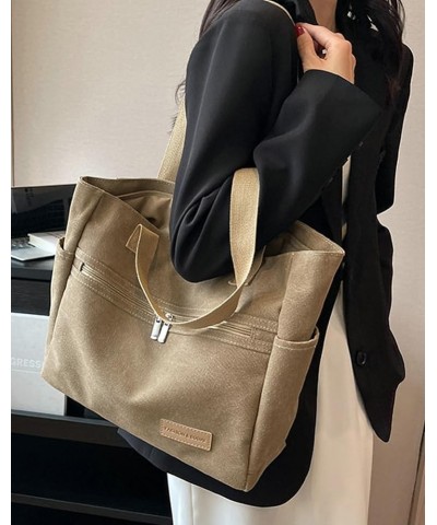 Women's Casual Canvas Shoulder Bag Hobo Bag Large Totes Messenger Handbag Top Handle Bag Purse Travel Work Khaki $18.88 Totes