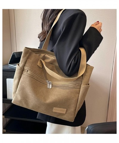 Women's Casual Canvas Shoulder Bag Hobo Bag Large Totes Messenger Handbag Top Handle Bag Purse Travel Work Khaki $18.88 Totes