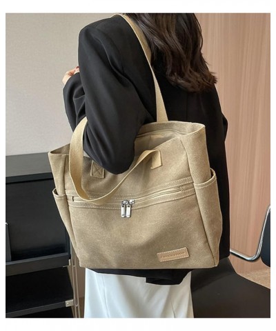 Women's Casual Canvas Shoulder Bag Hobo Bag Large Totes Messenger Handbag Top Handle Bag Purse Travel Work Khaki $18.88 Totes