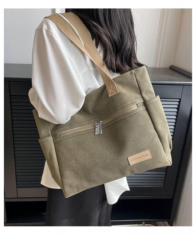 Women's Casual Canvas Shoulder Bag Hobo Bag Large Totes Messenger Handbag Top Handle Bag Purse Travel Work Khaki $18.88 Totes