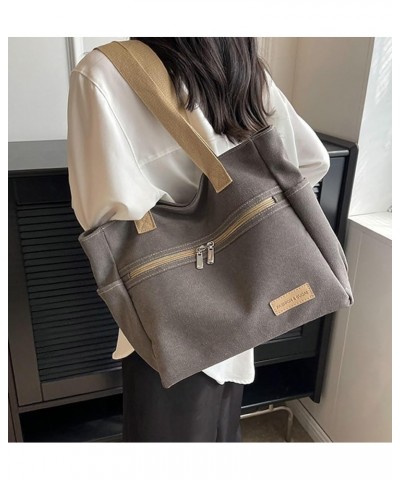 Women's Casual Canvas Shoulder Bag Hobo Bag Large Totes Messenger Handbag Top Handle Bag Purse Travel Work Khaki $18.88 Totes