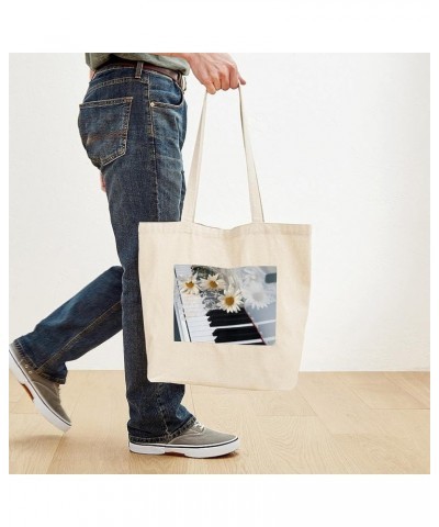 Grand Piano Tote Bag Natural Canvas Tote Bag, Cloth Shopping Bag Piano and Daisies Tote Bag $8.00 Travel Gear