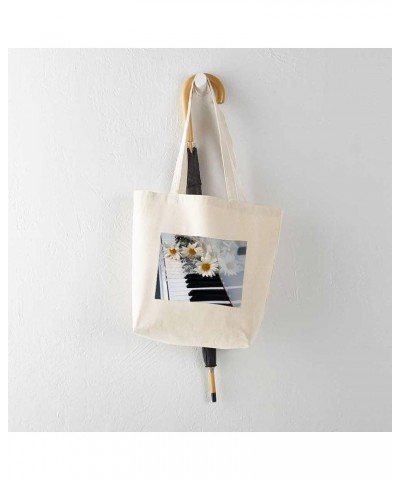 Grand Piano Tote Bag Natural Canvas Tote Bag, Cloth Shopping Bag Piano and Daisies Tote Bag $8.00 Travel Gear