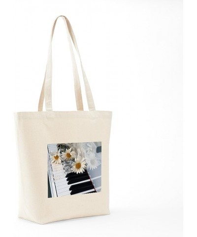 Grand Piano Tote Bag Natural Canvas Tote Bag, Cloth Shopping Bag Piano and Daisies Tote Bag $8.00 Travel Gear