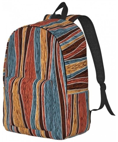 Colorful Stripes Print Unisex Canvas Backpack Cute Backpack For Travel Sports Casual Aesthetic Backpack Black Medium $23.07 B...