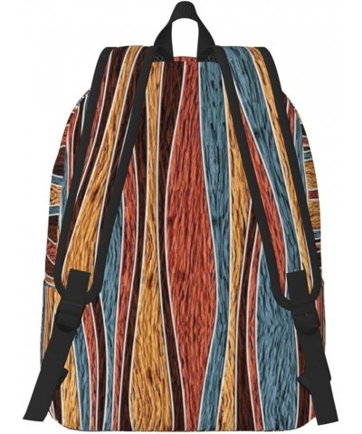 Colorful Stripes Print Unisex Canvas Backpack Cute Backpack For Travel Sports Casual Aesthetic Backpack Black Medium $23.07 B...