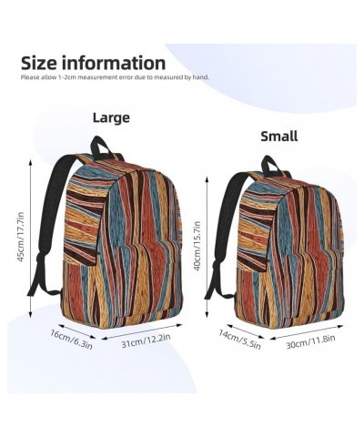 Colorful Stripes Print Unisex Canvas Backpack Cute Backpack For Travel Sports Casual Aesthetic Backpack Black Medium $23.07 B...