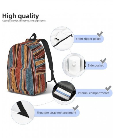 Colorful Stripes Print Unisex Canvas Backpack Cute Backpack For Travel Sports Casual Aesthetic Backpack Black Medium $23.07 B...