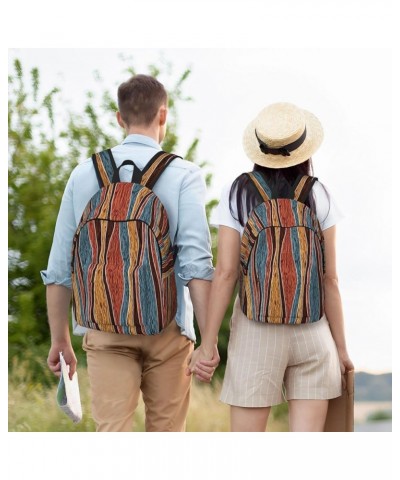 Colorful Stripes Print Unisex Canvas Backpack Cute Backpack For Travel Sports Casual Aesthetic Backpack Black Medium $23.07 B...