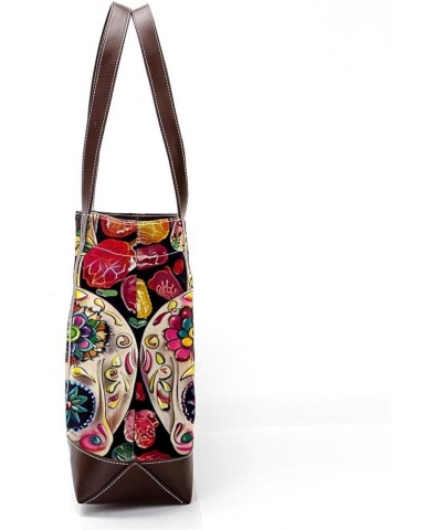 Tote Bag, Large Tote Bag, Tote Bag with Zipper, Skull and Flower Rose Vintage Cool, Womens Tote Bags for Work Design 3100 $23...