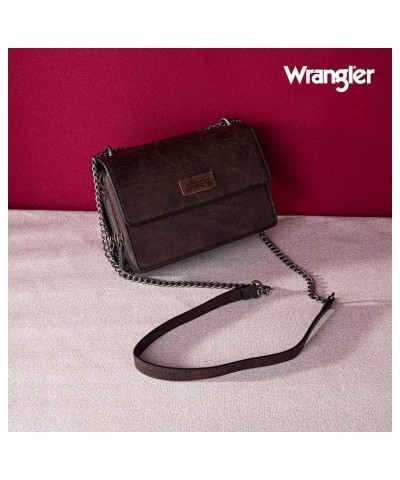 Flap Crossbody Purse for Women Western Organizer Wallets with Chain Strap Dark Coffee $19.32 Shoulder Bags