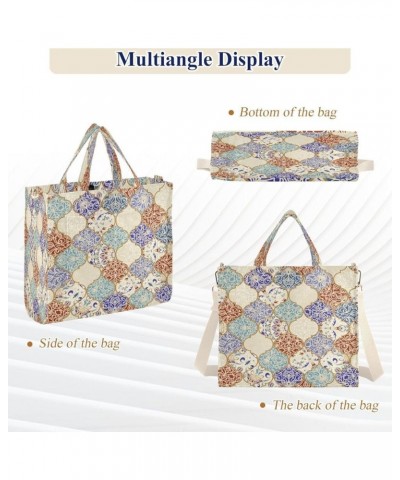 Corduroy Tote Bag for Women, Galaxy Lotus Mandala Tote Bag Crossbody Hobo Handbag Shoulder Bag for Work Travel Pattern 535 $1...