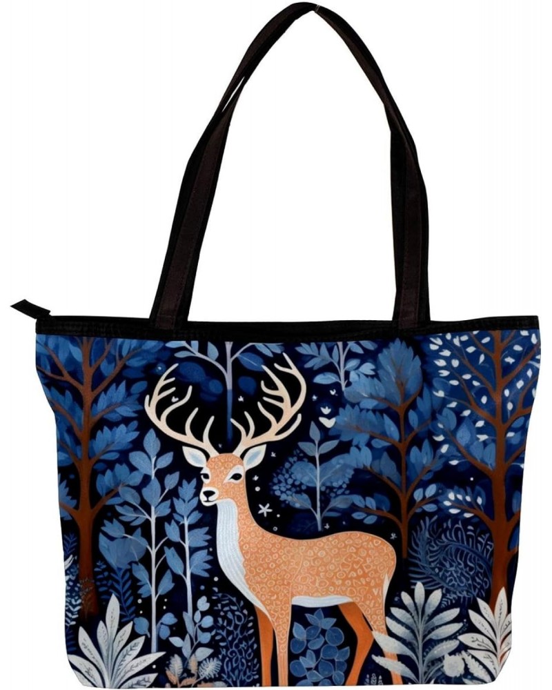 The Tote Bag For Women,Purses For Women,Handbags For Women,Blue Tree Deer and Forest Handbags $15.06 Totes