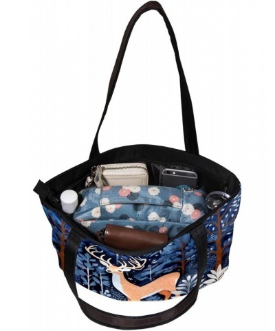 The Tote Bag For Women,Purses For Women,Handbags For Women,Blue Tree Deer and Forest Handbags $15.06 Totes