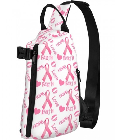 Crossbody Sling Backpack Love-Faith-Breast-Cancer Travel Hiking Chest Daypack One Strap Shoulder Bag $17.91 Crossbody Bags