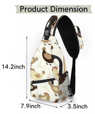 Cartoon Chicken Sling Bag Adjustable Sling Backpack Crossbody Shoulder Backpack Anti-theft Rope Chest Shoulder Daypack for Tr...