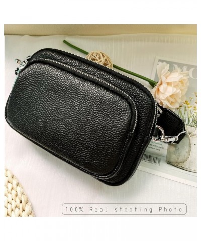 Small Crossbody Bag for Women Genuine leather Crossbody Purses with Wide Guitar Strap Shoulder Handbag Satchel Black $11.09 C...