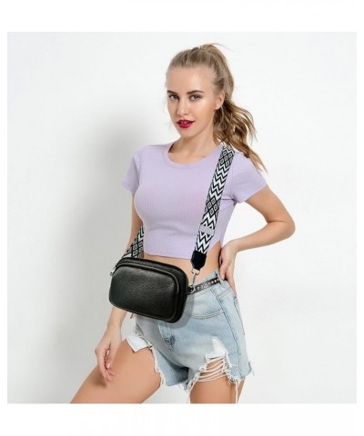 Small Crossbody Bag for Women Genuine leather Crossbody Purses with Wide Guitar Strap Shoulder Handbag Satchel Black $11.09 C...