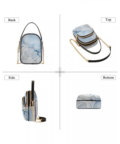 Blue Marble Modern Quilted Crossbody Bag for Women, Small Cell Phone Bag Shoulder Handbags Purse with Leather Strap $11.18 Cr...