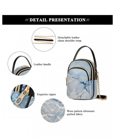 Blue Marble Modern Quilted Crossbody Bag for Women, Small Cell Phone Bag Shoulder Handbags Purse with Leather Strap $11.18 Cr...