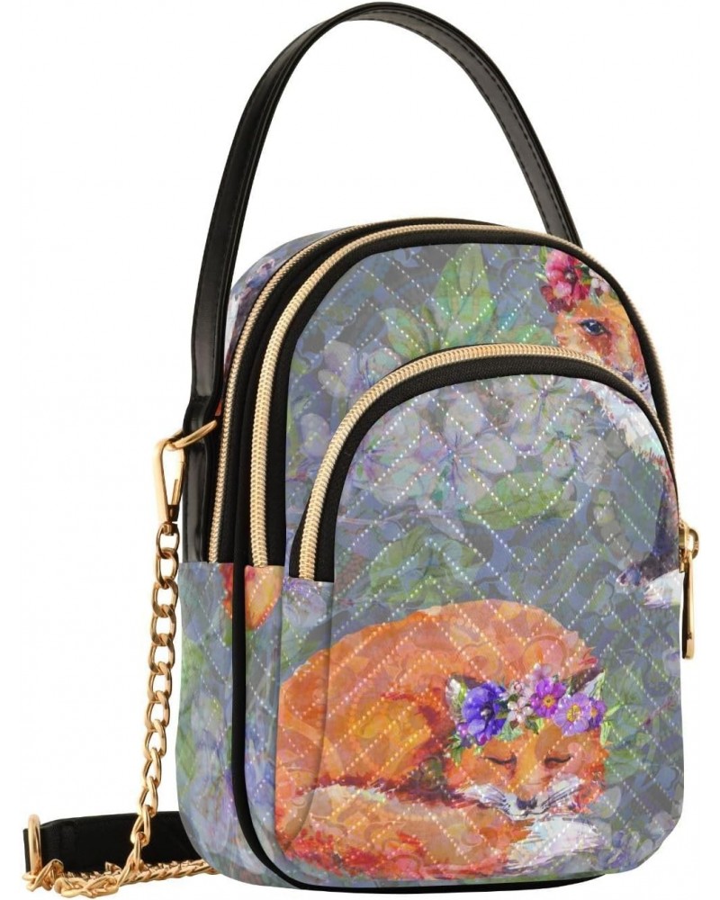 Small Crossbody Bags for Women Trendy Foxes Animals Flowers Travel Sling Bag Women's Crossbody Handbags Satchel Bags $13.25 S...