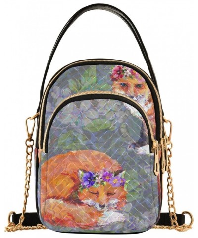 Small Crossbody Bags for Women Trendy Foxes Animals Flowers Travel Sling Bag Women's Crossbody Handbags Satchel Bags $13.25 S...