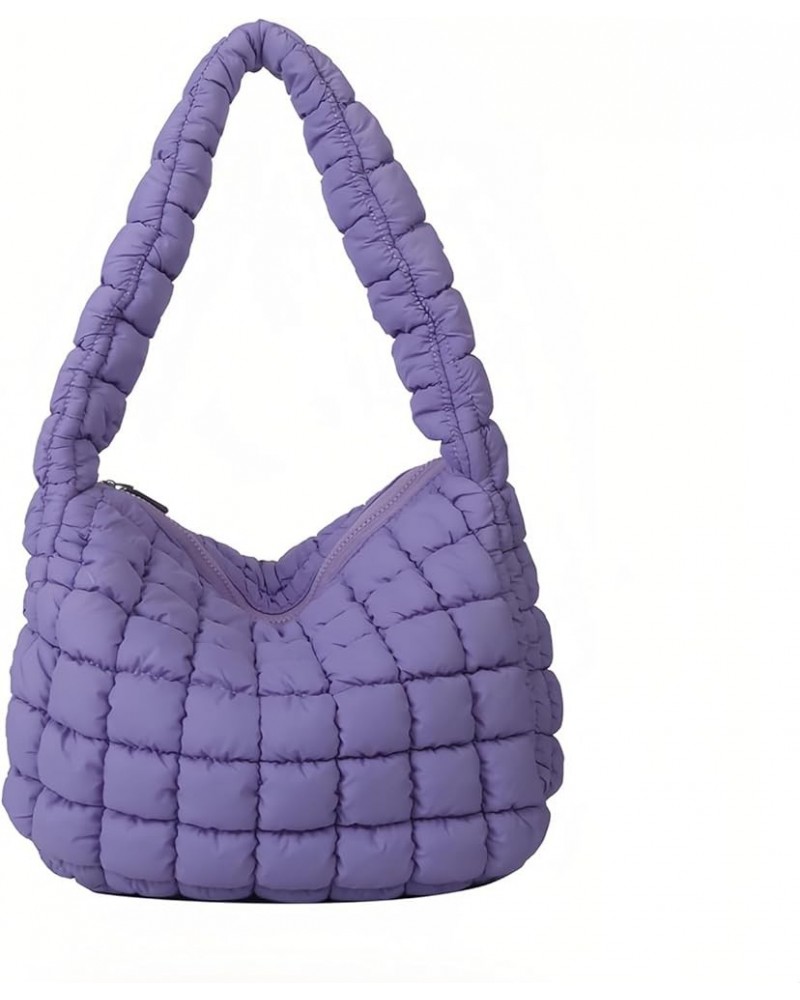 Quilted Tote Bag for Women Puffer Bag Quilted Bag Lightweight Puffy Tote Bag Quilted Padding Shoulder Bag Purple $9.39 Totes