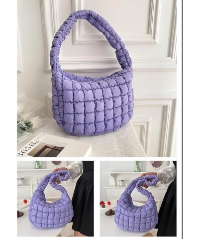 Quilted Tote Bag for Women Puffer Bag Quilted Bag Lightweight Puffy Tote Bag Quilted Padding Shoulder Bag Purple $9.39 Totes