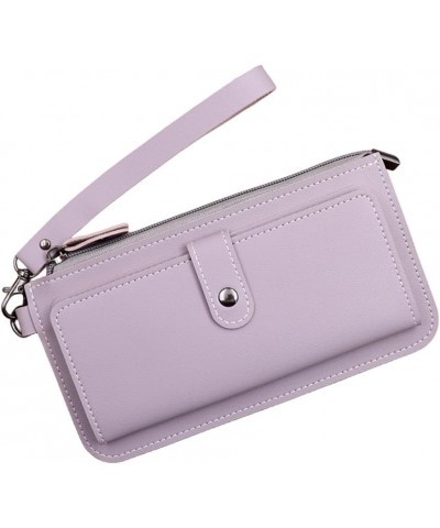 Slim Compact Bifold Wallet PU Leather Large Capacity Credit Card Holder Banknote Coin Purse Phone Handbag Women Purse with Wr...